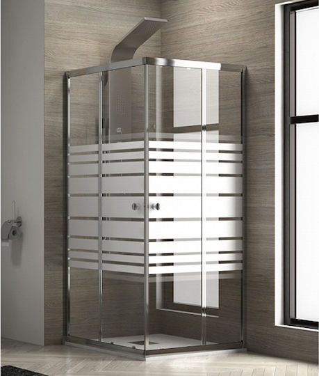 Karag New Flora 100 Καμπίνα Ντουζιέρας με Συρόμενη Πόρτα 80x80x180cm Serigrafato