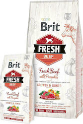 Brit Fresh Beef Growth & Joints 12kg Hrană uscată fără Cereale pentru Căței de Rase Mari cu și cu Dovleac / Pește