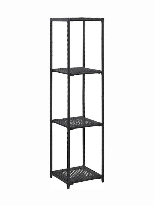 vidaXL vidaXL Kitchen Rack Rattan Black 4 Tiers 30x30x120cm