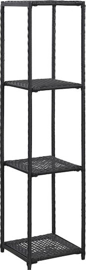 vidaXL Ραφιέρα Rattan 4 Θέσεων Μαύρη 46974