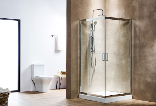 Tema Καμπίνα Ντουζιέρας με Συρόμενη Πόρτα 80x80x180cm Clear Glass