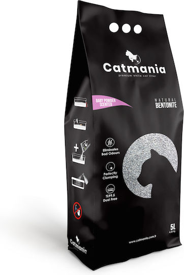 Catmania Bentonit Katzenstreu Feinkörnig mit Duft Babypuder 5Es
