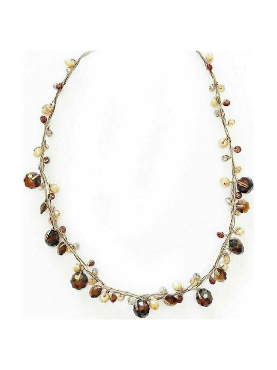 Women's necklace 16382 handmade swarovski necklace brown