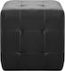 Stool For Living Room Upholstered with Leatherette Black 2pcs 30x30x30cm