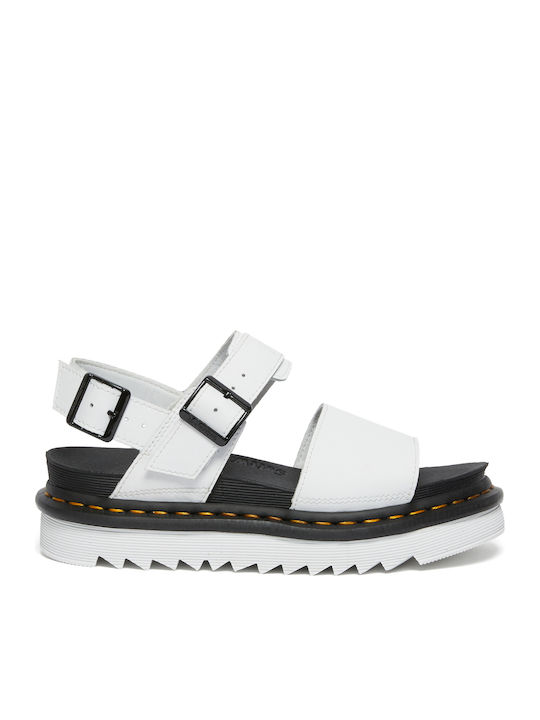 Voss Leather Women's Flat Sandals Flatforms in White Color