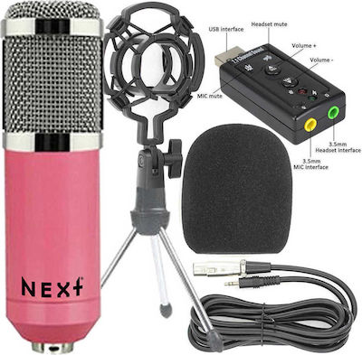 Next Condenser (Large Diaphragm) XLR Microphone Kit Shock Mounted/Clip On Mounting in Pink Color