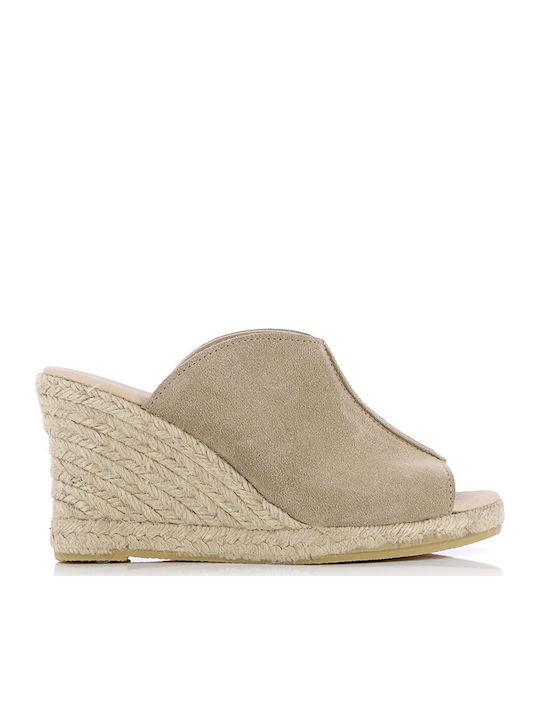 Ragazza Women's Suede Platform Wedge Sandals Beige