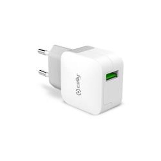 Celly Ladegerät ohne Kabel mit USB-A Anschluss Weißs (TCUSBTURBO)