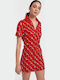 Bina Zip Frnt Playsuit Γυναικείο Κοντομάνικο Ολόσωμο Σορτς Κόκκινο