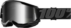100% Μάσκα Μοτοσυκλέτας Strata 2 Black Mirror Silver Lens