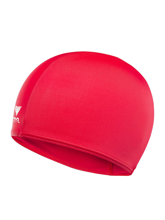 Tyr Solid Polyester Adults Swimming Cap Red
