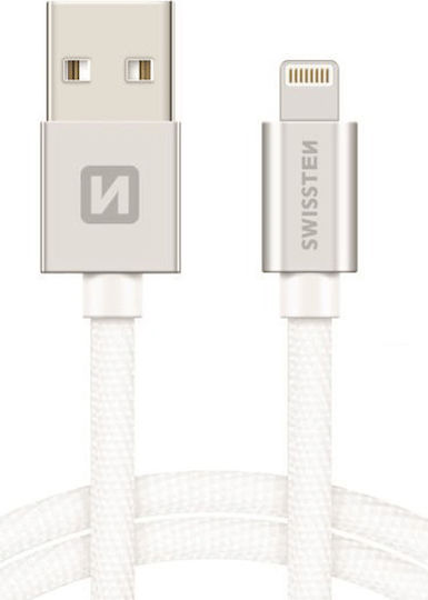 Swissten Braided USB to Lightning Cable Λευκό 1.2m (71523203)