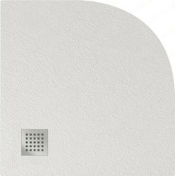Karag Pietra Halbkreisförmig Künstlicher Stein Dusche x80cm Bianco