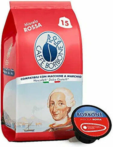 Caffe Borbone Kapseln Espresso Rossa Kompatibel mit Maschine Dolce Gusto 15Mützen