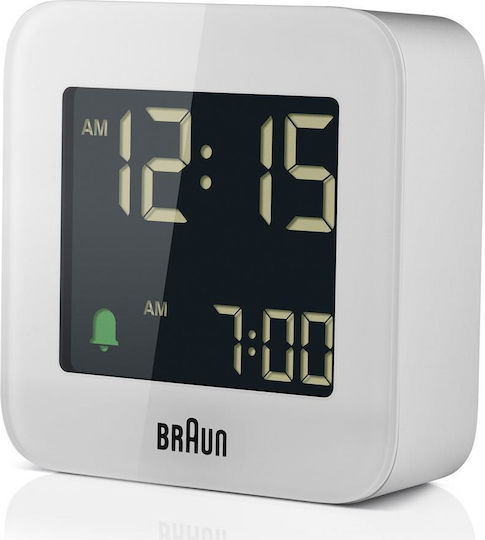 Braun BC 08 Επιτραπέζιο Ψηφιακό Ρολόι LCD με Ξυπνητήρι Λευκό 67016