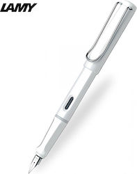 Lamy Safari 019 Πένα Γραφής Fine Λευκή με Μπλε Μελάνι