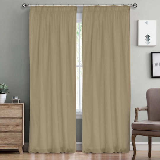 Lino Home Перде с Плик с Писалка Line 105 Кафяво 300x295см