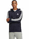Essentials 3-Stripes Logo Cardigan With Hood Navy Blue