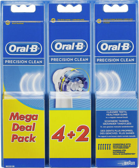 Oral-B Precision Clean Electric Toothbrush Replacement Heads Mega Deal Pack 4 & 2 EB-20 6pcs