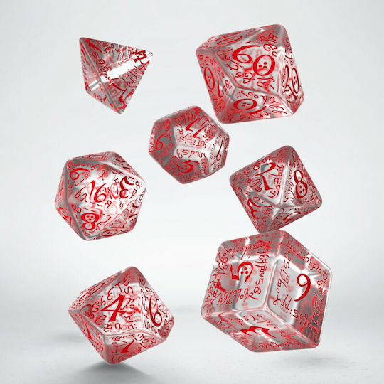 Q Workshop Elvish Dice Set Dice Translucent & Red