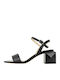 Gianna Kazakou Stanice Damen Sandalen aus Veloursleder mit Chunky mittlerem Absatz in Schwarz Farbe AC6961.35902.L-01