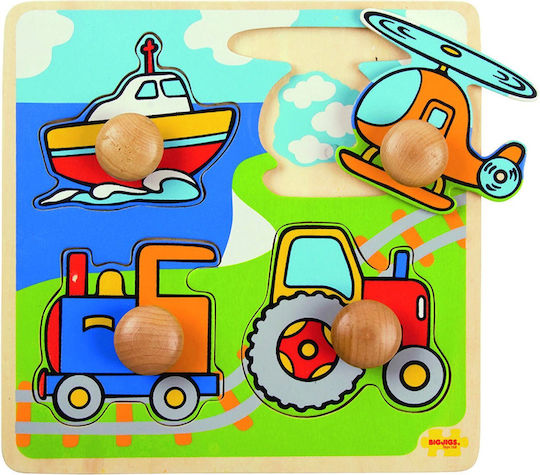 Lemnos Puzzle pentru Copii cu Îmbinări Mijloacele de Transport 4buc Big Jigs