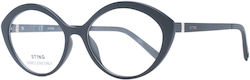 Sting Weiblich Kunststoff Brillenrahmen mit Clip On Schwarz SST378 U28P