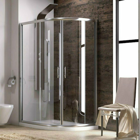 Karag Flora 650 Καμπίνα Ντουζιέρας Ημικυκλική με Συρόμενη Πόρτα 90x120x190cm Clear Glass Karag Flora 650 Καμπίνα Ντουζιέρας Ημικυκλική με Συρόμενη Πόρτα 90x120x190cm Clear Glass