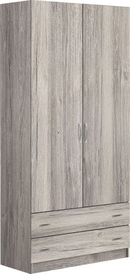Economy Δίφυλλη Ντουλάπα Σταχτί 90x60x180cm