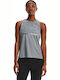 Under Armour Sportstyle Graphic Women's Athletic Cotton Blouse Sleeveless Gray