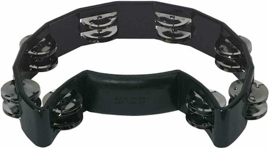 Gewa Jingle Wreath Half Moon Black Plastic Hand Tambourine with Double Row Jingles