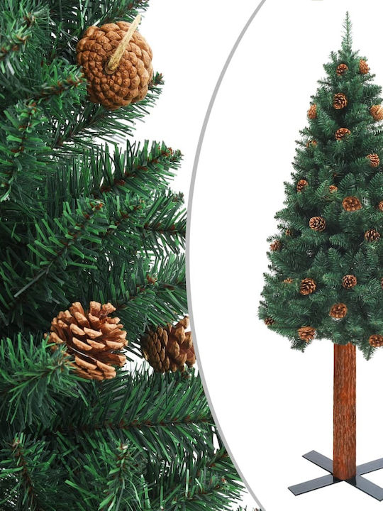 Christmas Slim Green Tree with Metallic Base H150cm