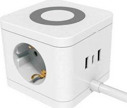 Spot Light Steckdosenleiste mit Überspannungsschutz 3 Steckdosen mit 2 Steckplätze USB und Kabel 1.4m Weiß