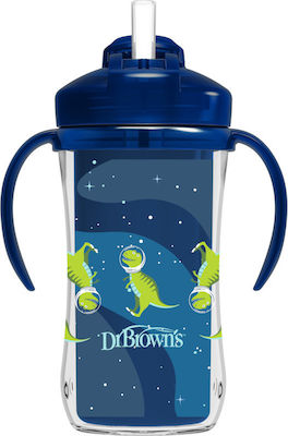 Dr. Brown's Baby & Kleinkind Becher mit Griffen und Strohhalm aus Kunststoff Blau 1Stück 300ml für 12m+m+