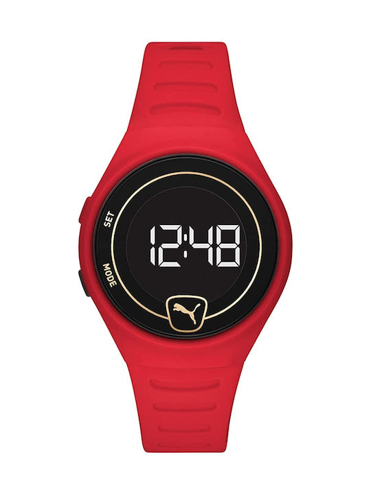 Puma Ψηφιακό Ρολόι Faster με Καουτσούκ Λουράκι σε Κόκκινο χρώμα