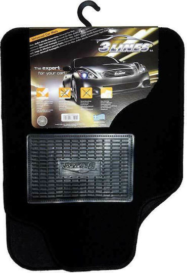 3Lines Set of Front and Rear Mats Universal 4pcs Black