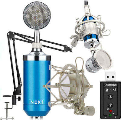 Next Condenser (Large Diaphragm) XLR Microphone Κιτ με Ακουστικά Shock Mounted/Clip On Mounting Voice in Blue Color