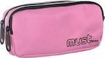 Must Fabric Pencil Case Monochrome with 2 Compartments Pink