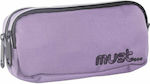 Must Monochrome Pencil Case with 2 Compartments Purple