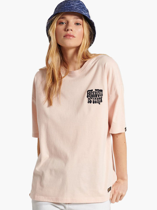 Superdry Military Narrative Damen T-shirt Rosa