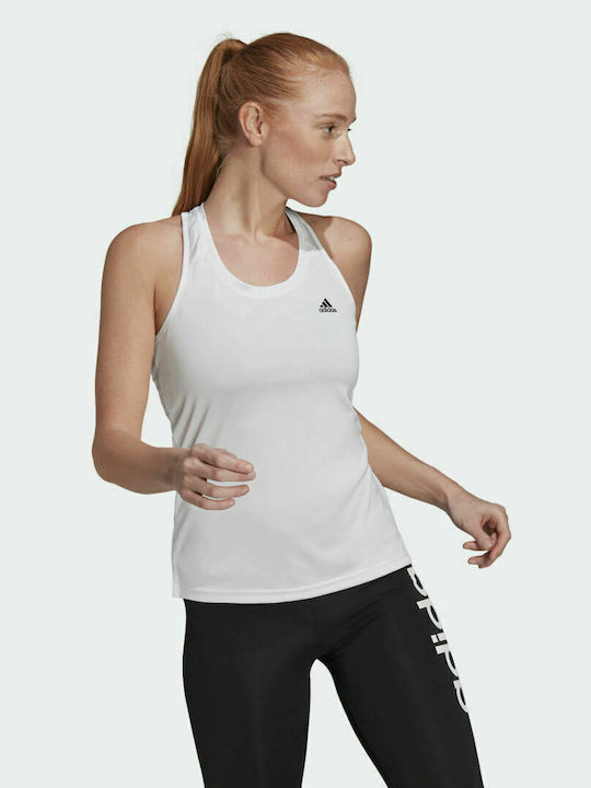 Adidas 3 Stripes Αμάνικη Γυναικεία Αθλητική Μπλούζα Λευκή
