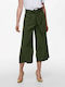 Only Women's High-waisted Fabric Trousers with Elastic in Paperbag Fit Kalamata Olive