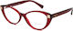 Valentino Rame Ochelari Pentru Femei Acetat Structură Scheletică Fluture Burgundy VA3061 5121