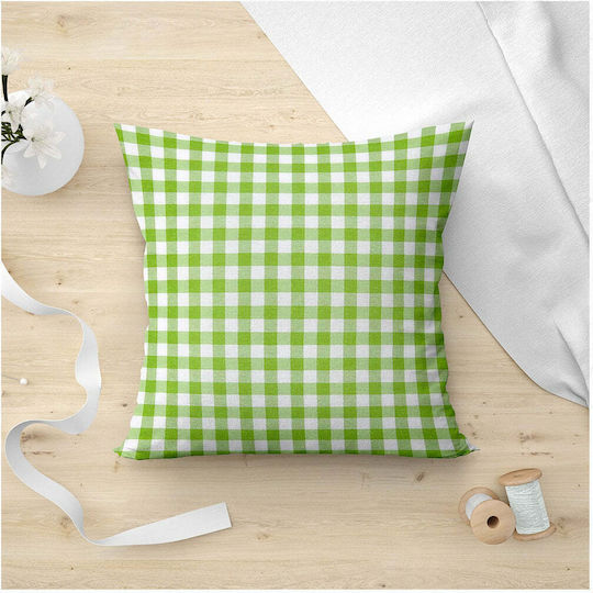Lino Home Menorca Decorative Pillow Case Made of 100% Cotton 701 Green 45x45cm