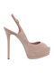 Mourtzi Suede Peep Toe Γόβες με Λεπτό Ψηλό Τακούνι Nude