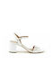 Mourtzi Leather Women's Sandals with Chunky Medium Heel In White Colour