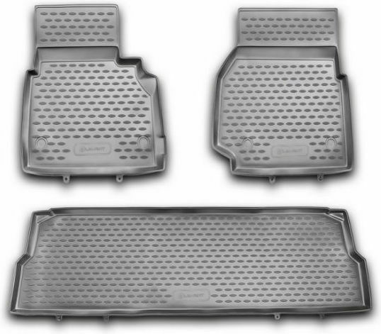 Novline Set of Front and Rear Mats 3pcs Tray Type for Land Rover Defender 2007 Black