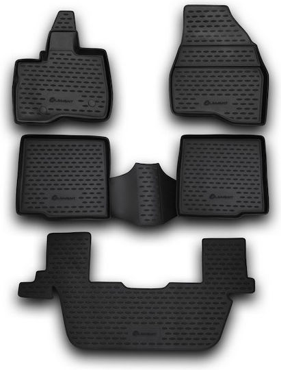 Novline Set Front and Back Car Mats 5 Pieces Raised Sides for Ford Explorer 2011-2014 Black