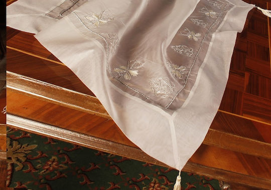 Mc Decor Checkered with Embroidery Set 5pcs Silver 120x120cm
