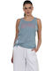 Body Action Damen Sportlich Bluse Ärmellos Hellblau